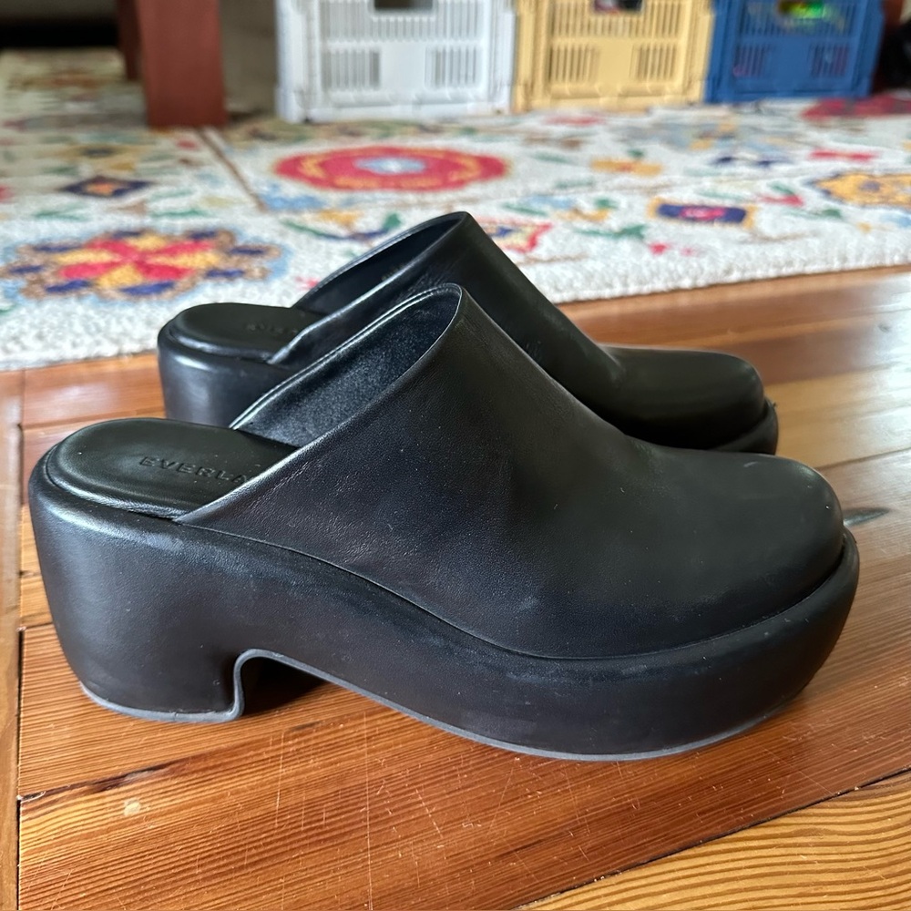 Everlane Puffa Clog, leather, black, sz. 8.5